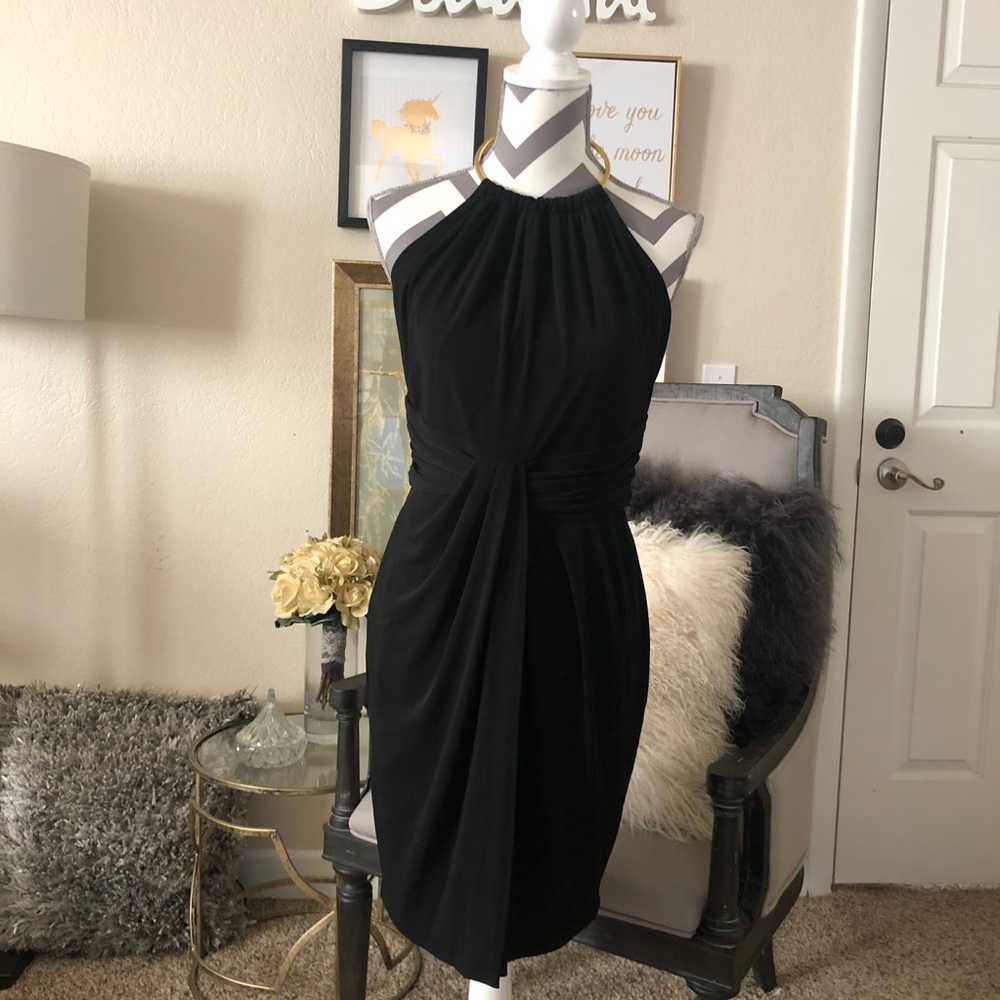 Calvin Klein black sleeveless choker dress